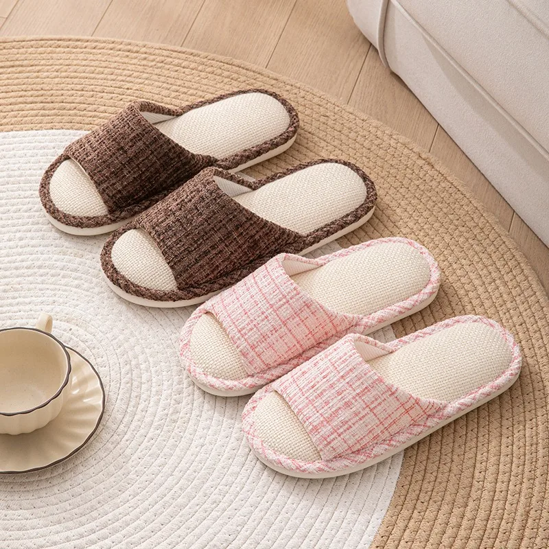 Home Textile - Men Women Linen House Slippers, Breathable